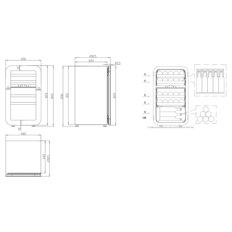 Weinkühlschrank 26 Flaschen Swisscave WLB-120DF-BLACK