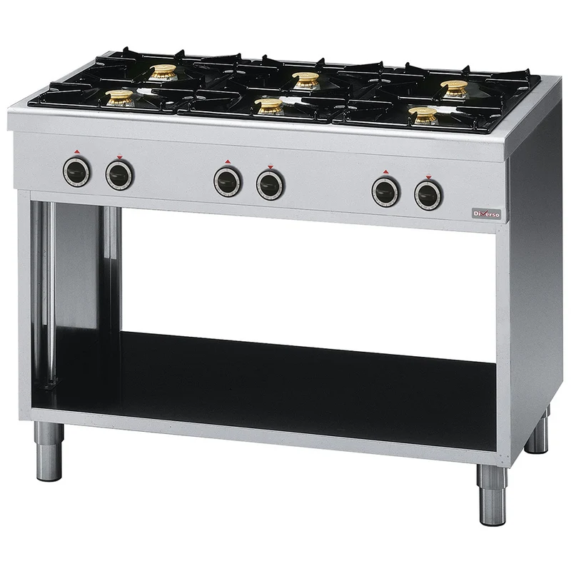 Gastro Gas-Standherd, 6-flammig , Offener Unterbau , 110 cm, WR-6B11-66