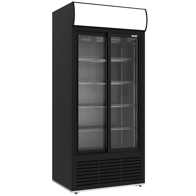Getränkekühlschrank 783L mit 2 Glasschiebetüren & Werbedisplay, Schwarz, WR-80AC-SB