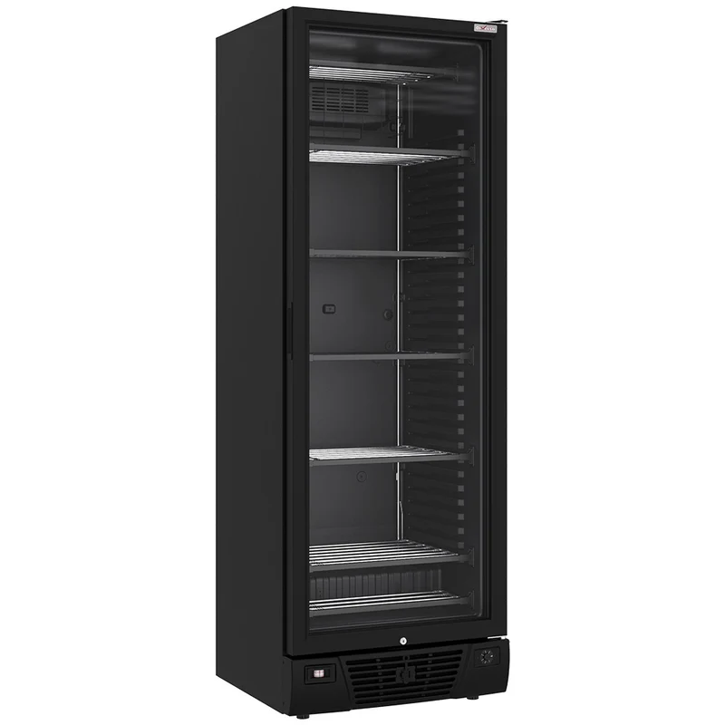 Tiefkühlschrank mit Glastür 382L , Umluftkühlung , Schwarz, WR-39CS-BN
