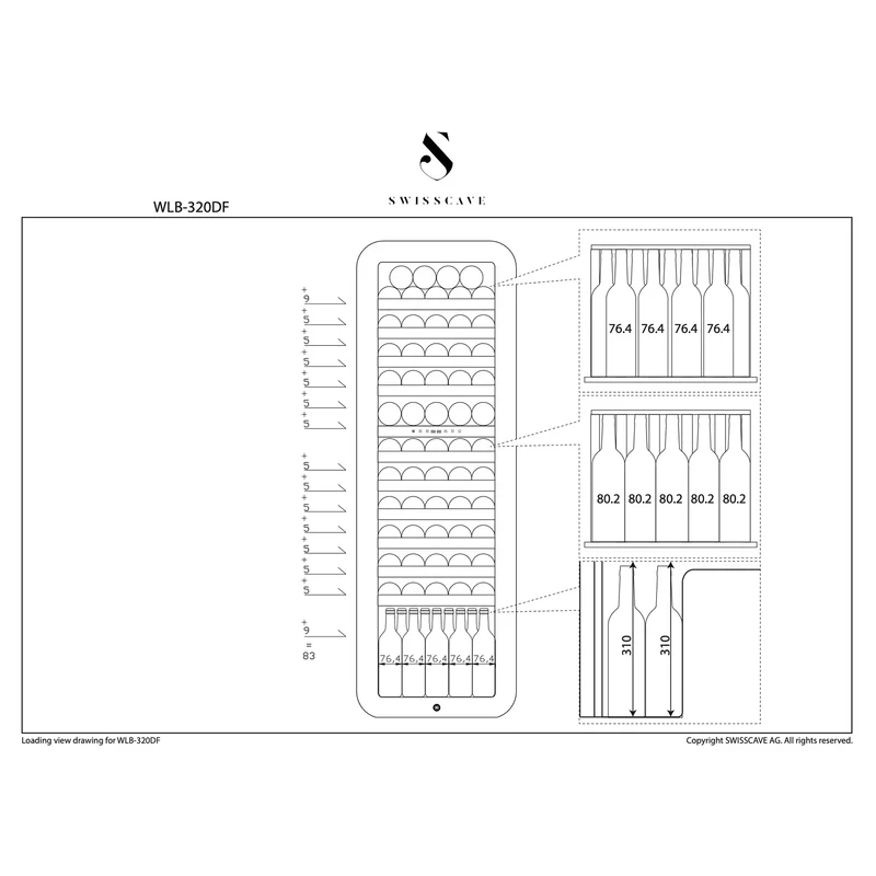 Weinkühlschrank 68 Flaschen Swisscave WLB-320DF-BLACK