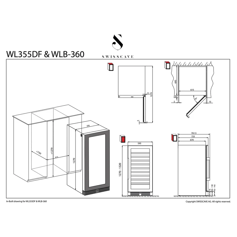 Weinkühlschrank 103 Flaschen Swisscave WLB-360DF-MIX