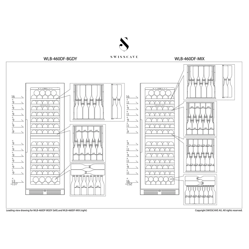 Weinkühlschrank 152 Flaschen Swisscave WLB-460DF-MIX
