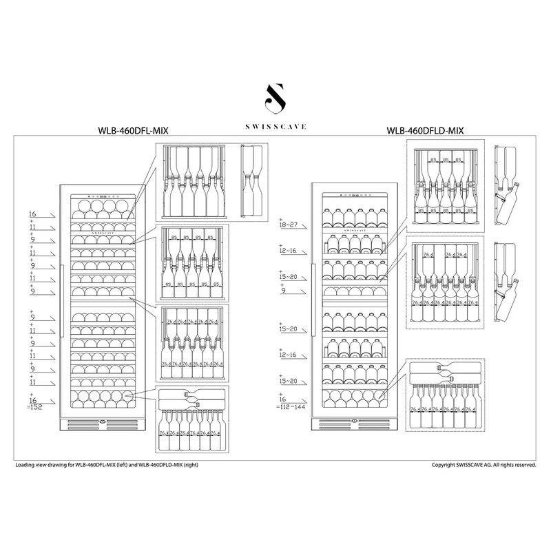 Weinkühlschrank 144 Flaschen Swisscave WLB-460DFLD-MIX