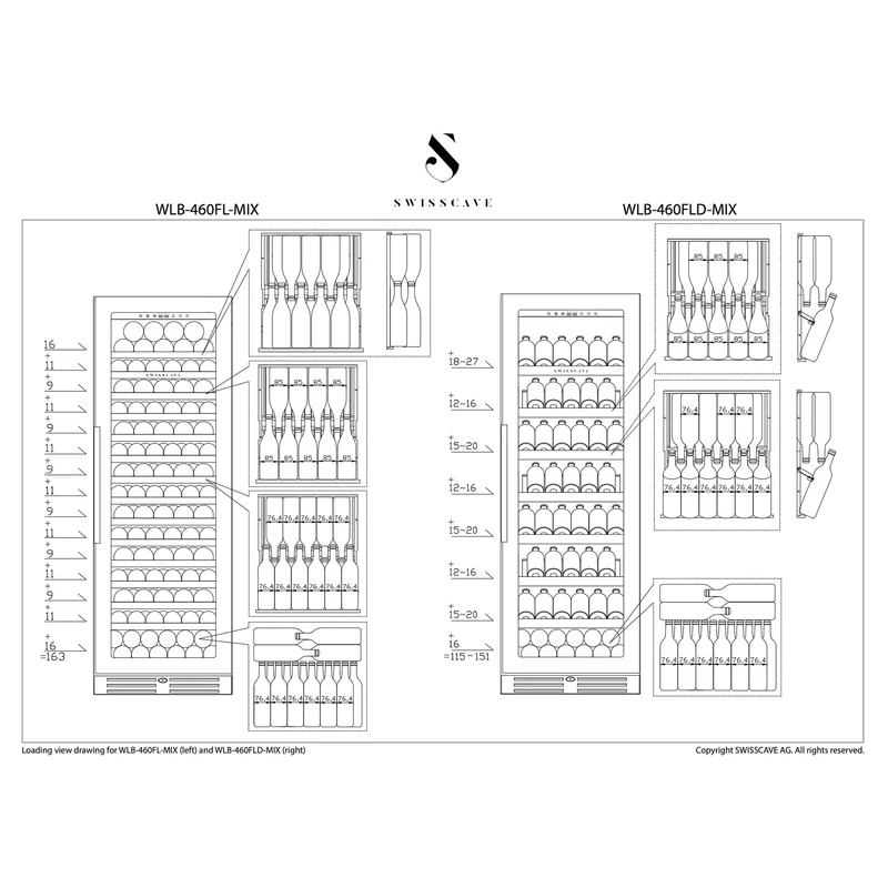 Weinkühlschrank 151 Flaschen Swisscave WLB-460FLD-MIX