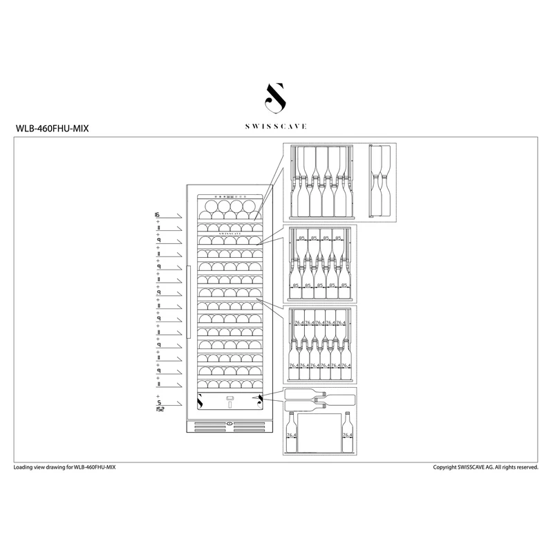 Weinkühlschrank 152 Flaschen Swisscave WLB-460FL-HU-MIX