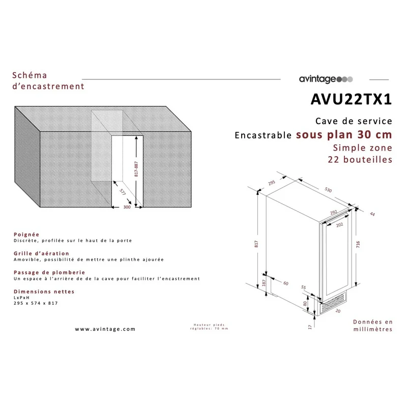 Weinkühlschrank 22 Flaschen Avintage AVU22TX1