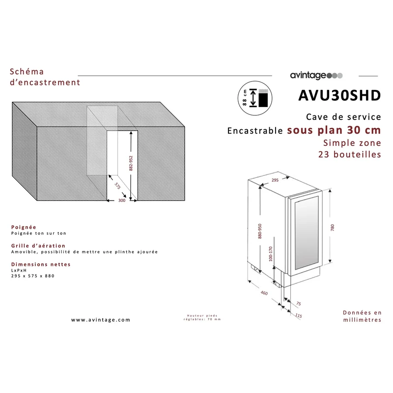 Weinkühlschrank 23 Flaschen Avintage AVU30SHD