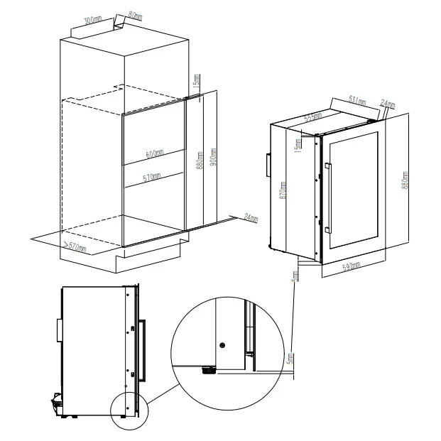 Weinkühlschrank 42 Flaschen Cavin Scandinavian Collection 90 Fullglass Black