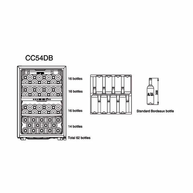 Weinkühlschrank 62 Flaschen Cavecool Chill Topaz CC54DB-1