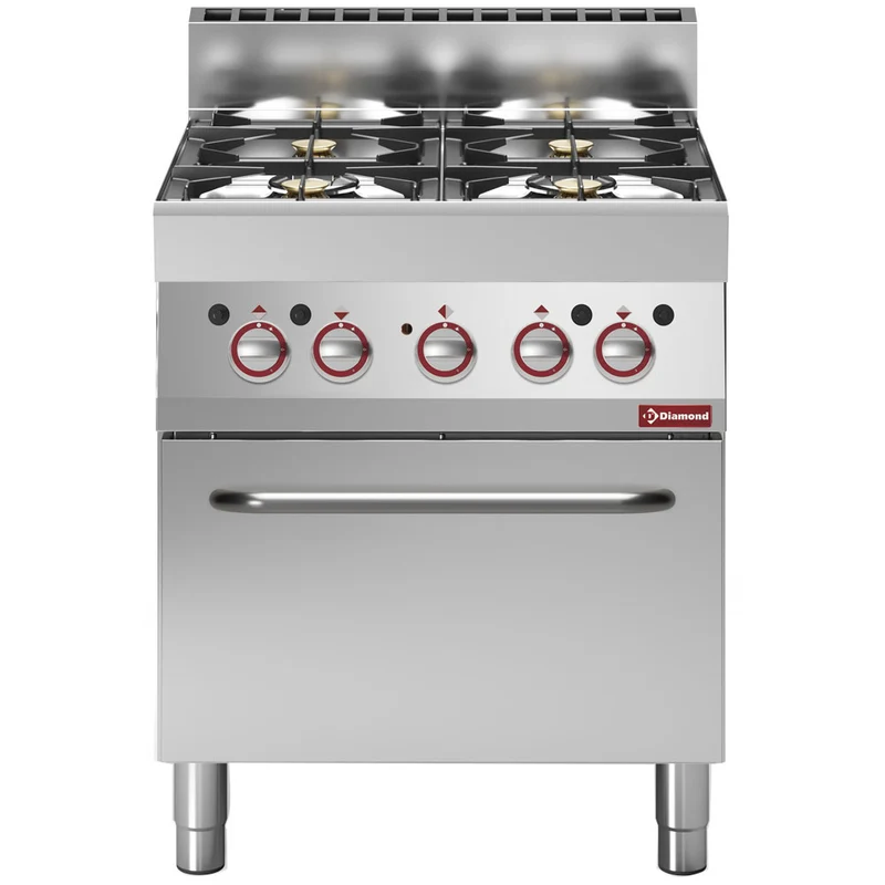 Gas-Standherd, 4 Brenner, mit Elektro-Heißluftofen GN 1/1, G65/4BFEV7-N