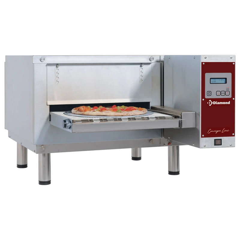 Professioneller Pizza-Durchlaufofen Elektro , 400 mm Bandbreite & Umluft, FTEV40/57-CB