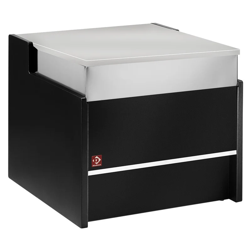 Kassentisch 1000 mm Schwarz , mit Edelstahl-Arbeitsplatte, FCT-1000/B5
