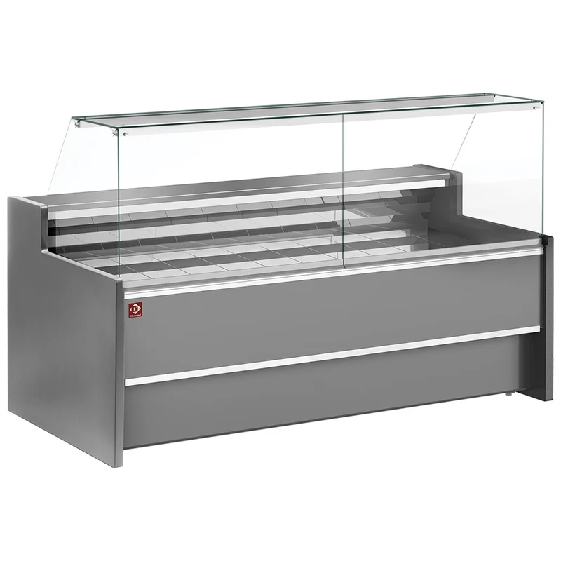 Umluft-Kühltheke mit Reservefach & geradem Glasaufbau , 200 cm, FC20/G8-VR2