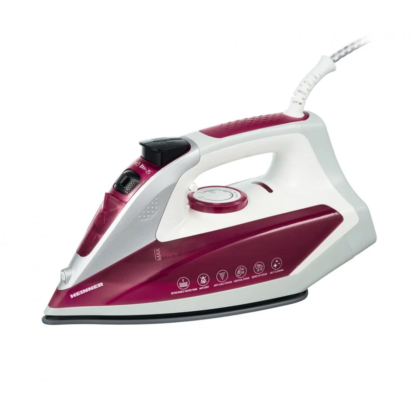 Heinner HSI-2200PP Bügeleisen, 2000–2400 W, abnehmbarer Wassertank (190 ml), keramikbeschichtete Bügelsohle, Tropfstopp, lila
