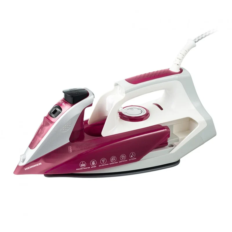 Heinner HSI-2200PP Bügeleisen, 2000–2400 W, abnehmbarer Wassertank (190 ml), keramikbeschichtete Bügelsohle, Tropfstopp, lila