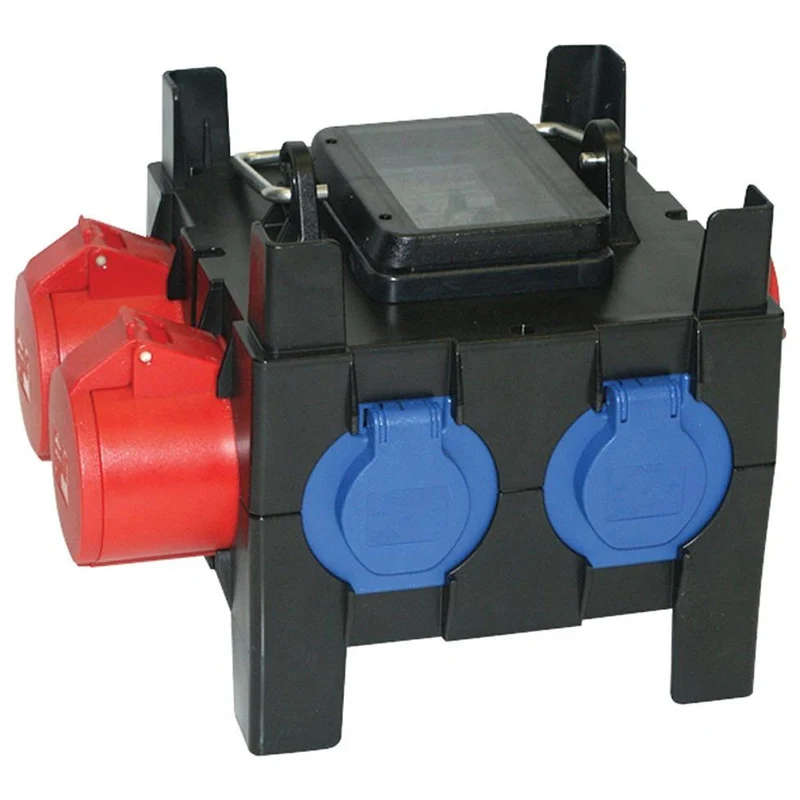 B-Ware PCE Steckdosenverteiler Stromverteiler Kunststoff Baustelle Schwarz Rot 32 11 2