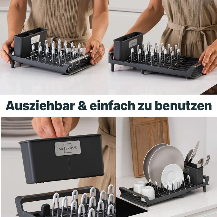 B-Ware Silberthal Abtropfgestell Geschirrständer rostfrei ausziehbar rechteckig
