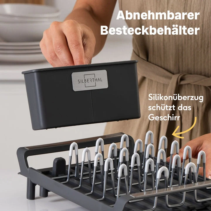 B-Ware Silberthal Abtropfgestell Geschirrständer rostfrei ausziehbar rechteckig
