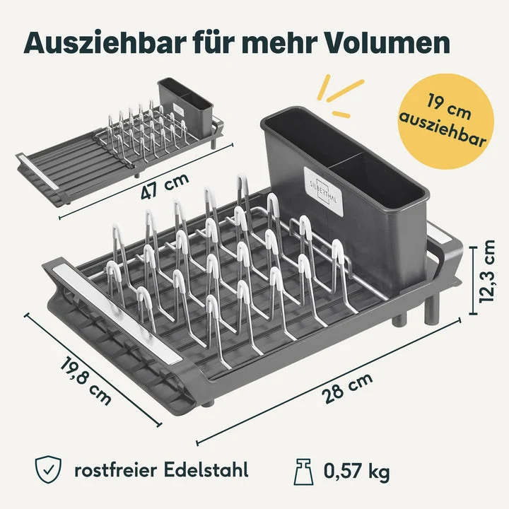 B-Ware Silberthal Abtropfgestell Geschirrständer rostfrei ausziehbar rechteckig