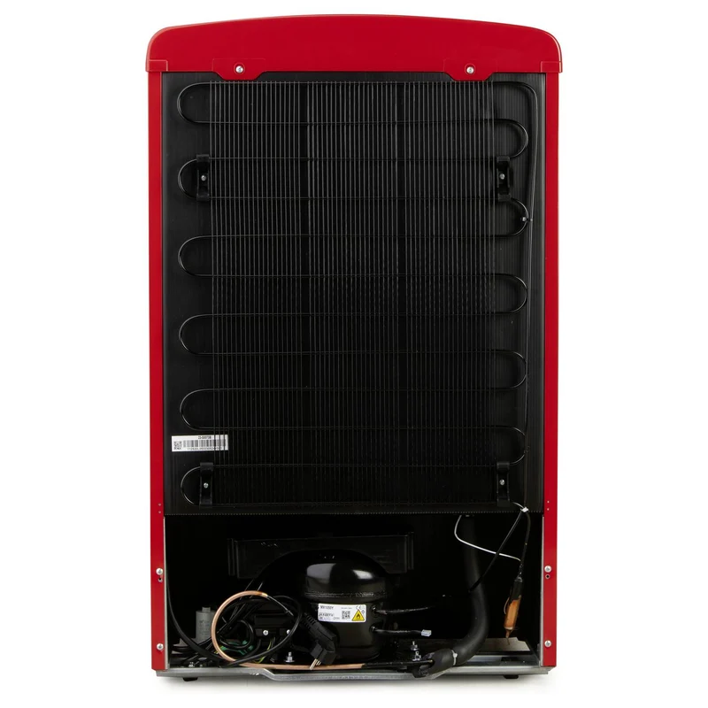 B-Ware Domo Kühlschrank Minibar Retro rot 120L LED Glasböden Standgerät Küchengerät