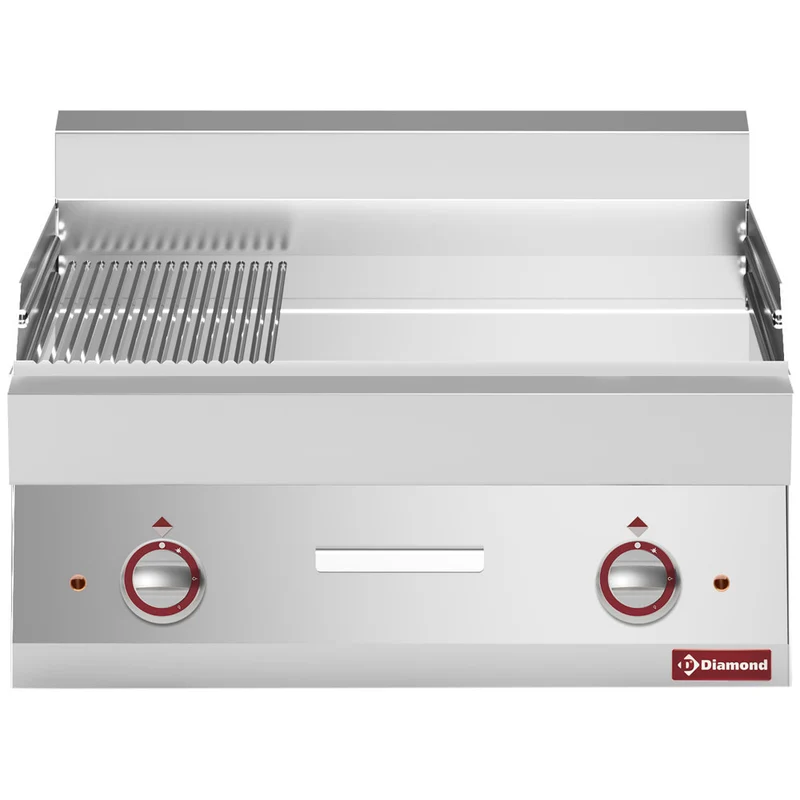 Elektrische Griddleplatte 700 mm , Hartchrom , 2/3 glatt & 1/3 gerillt, E65/PMCD7T-230V/3-N