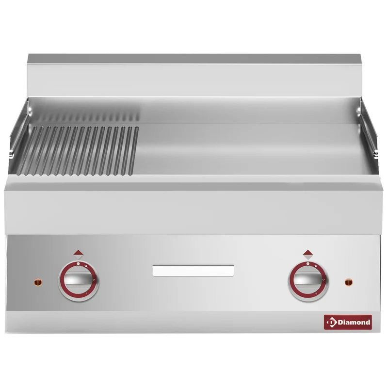 Profi Elektro Griddleplatte , 2/3 glatt, 1/3 gerillt , Gusseisen , B: 700 mm, E65/PM7T-230V/3-N