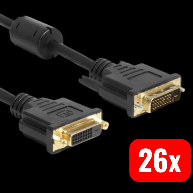 B-Ware Delock Anschlusskabel Kabel DVI-D 24+1pol. Buchse Stecker 1 m 26 STÜCK