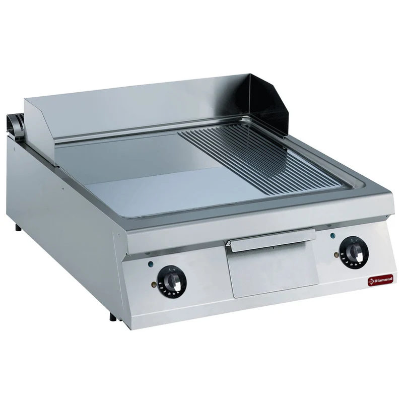 Profi Elektro-Grillplatte 80 cm , 2 Heizzonen , Fläche glatt & gerillt, E22/PM8T-NE