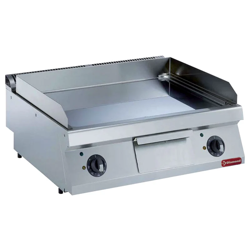 Profi Elektro-Grillplatte, glatt , 800 mm , 9 kW , 2 Heizzonen, E17/PL8T-230/3--NE