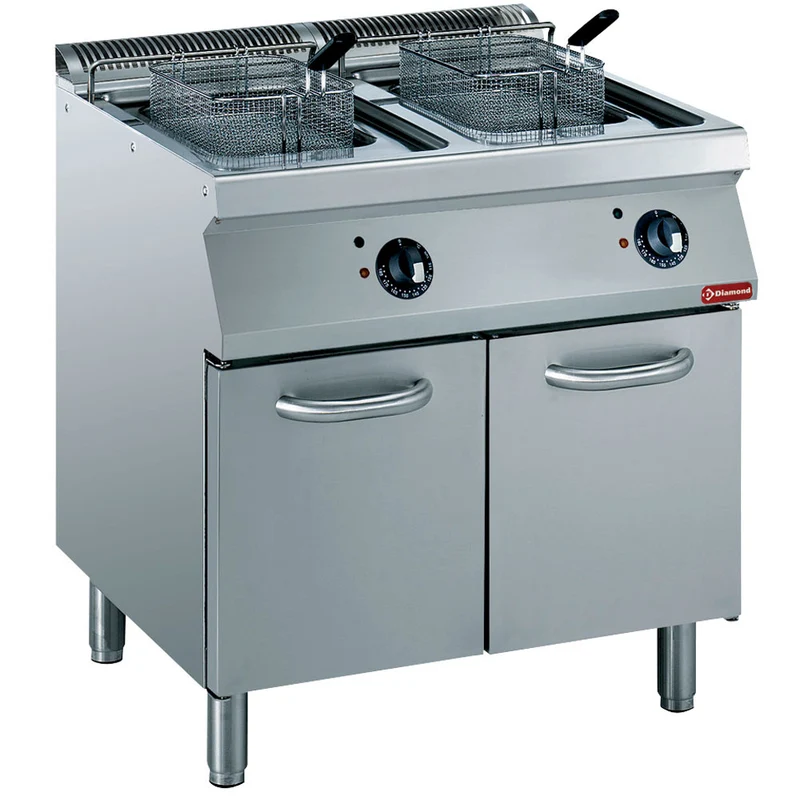 Profi Doppel-Fritteuse elektrisch , 2x 15 Liter , Standgerät mit Kaltzone, E17/F30A8-N