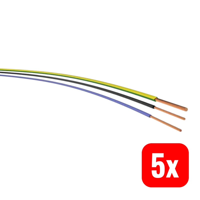 B-Ware VER Aderleitung Installationsleitung Kabel Kupfer H05V-K 0,5 gelb 100 m 5 STÜCK