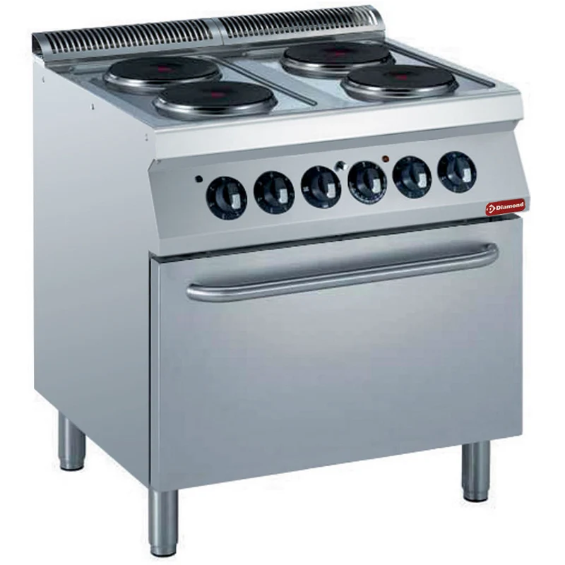 Elektro-Plattenherd 700 mit 4 Kochplatten & GN 2/1 Backofen, E17/4PF8-230/3--N