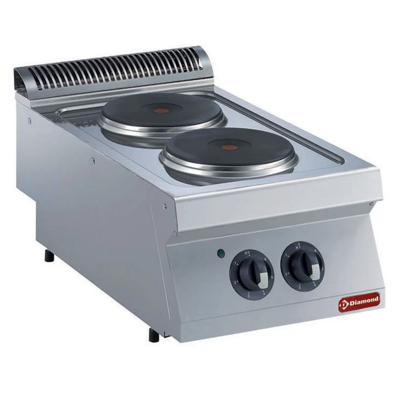 Profi Elektro-Kochfeld , 2 Gusseisen-Kochplatten , Auftischgerät, E17/2P4T-230/3--N