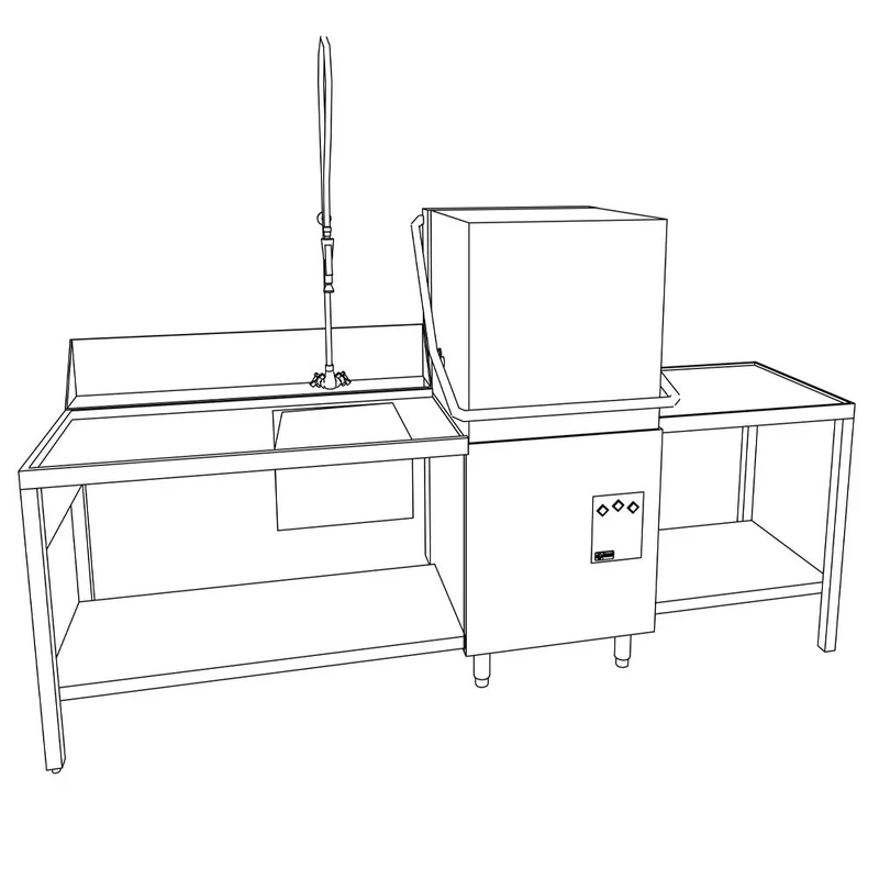 Profi Durchschubspülmaschine 500x500 mm mit integriertem Wasserenthärter, DXE8/6-AC