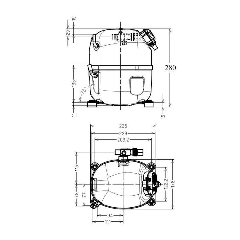 Kompressor AJ2446P-FZ Löt Tecumseh