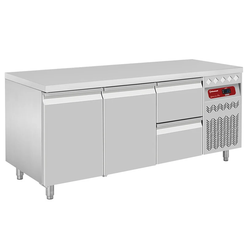 Profi Kühltisch Edelstahl , 178 cm breit , mit Arbeitsfläche, DT178/P9_1XCA1/2-P9