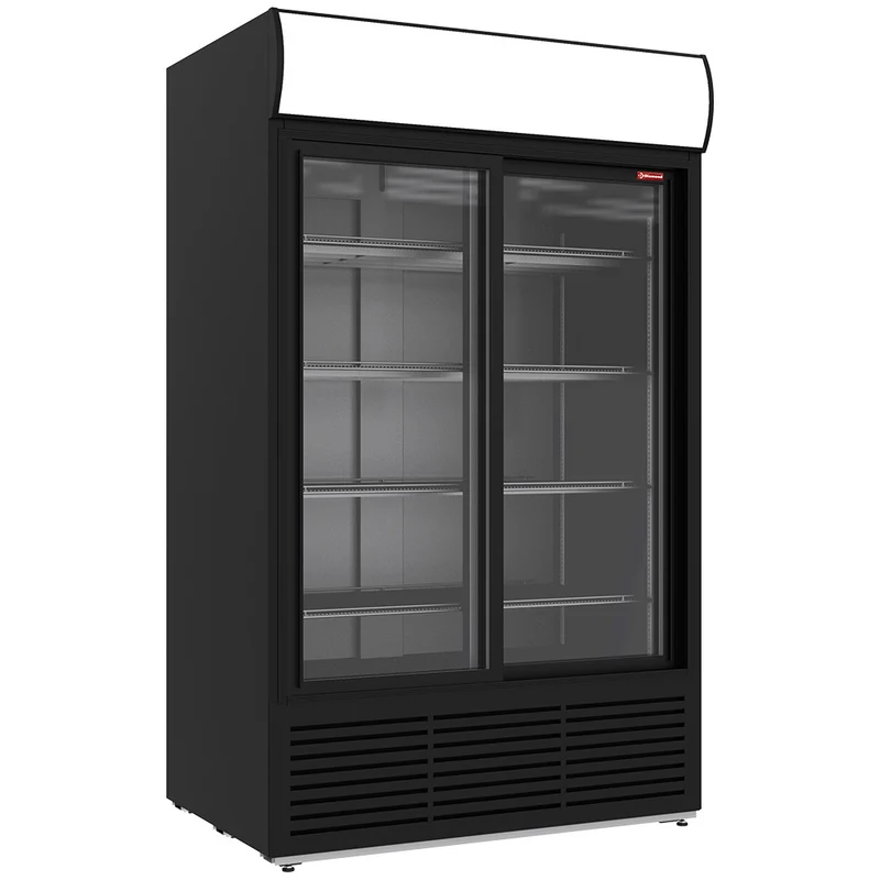 Profi Getränkekühlschrank 1230L Schwarz , 2 Schiebetüren & Leuchtdisplay, DRK12-CB