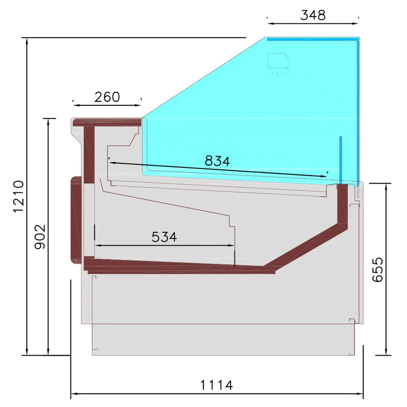 Umluft-Kühltheke mit gekühltem Unterbau , 131 cm , Black Design, DPT13-V5