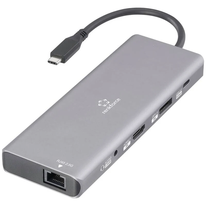 B-Ware Renkforce USB-C Dockingstation Hub RF-DKS-905 10-in-1 8K PD 3.1 Laptop