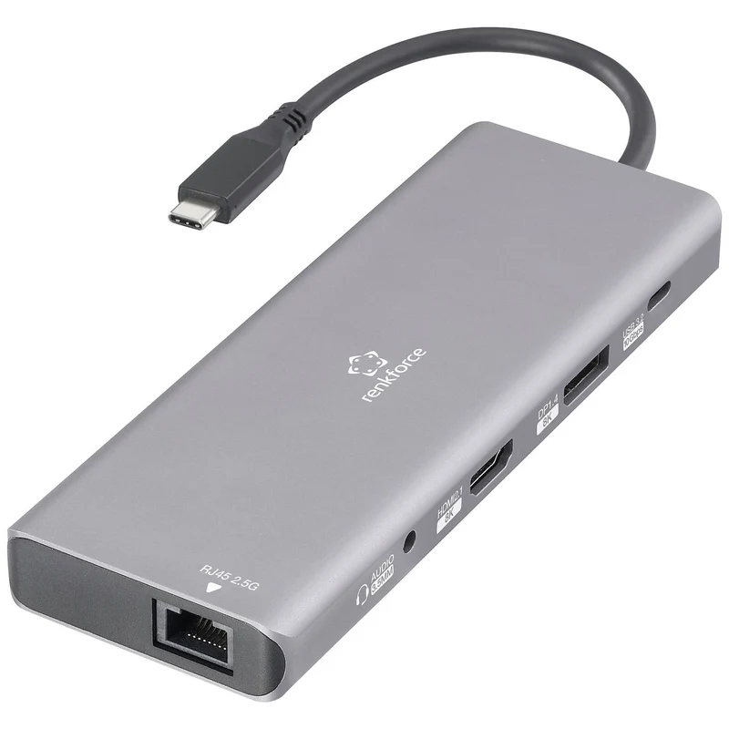 B-Ware Renkforce USB-C Dockingstation Hub RF-DKS-905 10-in-1 8K PD 3.1 Laptop