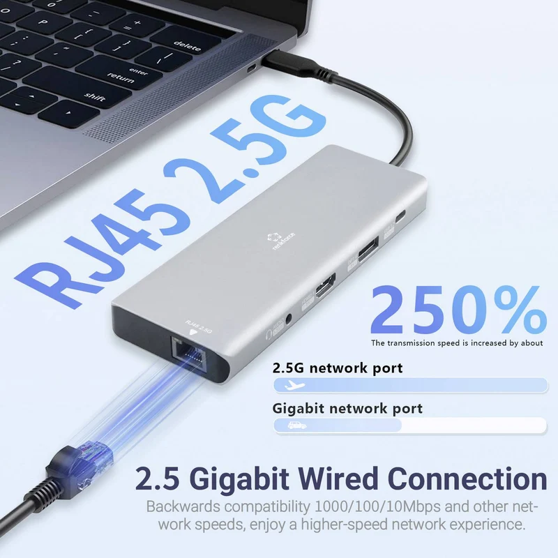 B-Ware Renkforce USB-C Dockingstation Hub RF-DKS-905 10-in-1 8K PD 3.1 Laptop