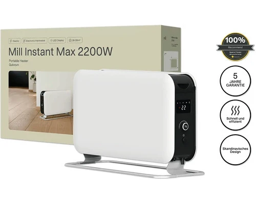 B-Ware Mill Konvektionsheizung Heizgerät LED Heizung Weiß 2200W Innen Sofortwärme
