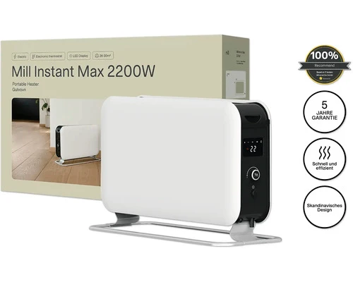 B-Ware Mill Konvektionsheizung Heizgerät LED Heizung Weiß 2200W Innen Sofortwärme
