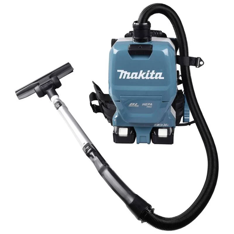 B-Ware Makita Akku-Rucksackstaubsauger 2x18V akkubetrieben Staubsauger 70dB türkis