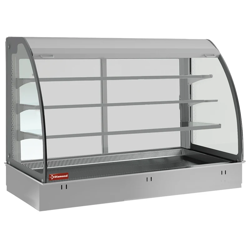 Kühlvitrine mit Kühlwanne für 4x GN 1/1 , 3 Ebenen , Umluftkühlung & Nachtrollo, DPA/TVA315-S