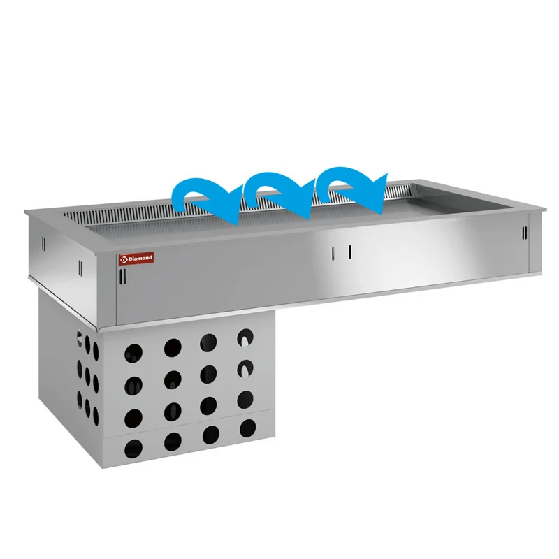 Kühlwanne mit Umluftkühlung für 3x GN 1/1 , Edelstahl, DPA/TRV12-R2