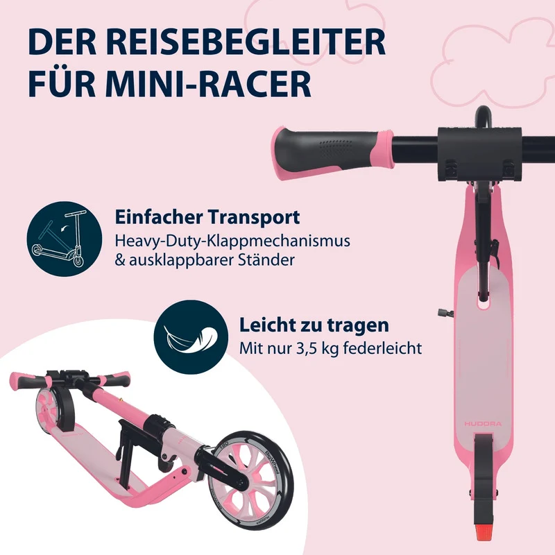 B-Ware HUDORA 180 AdvancedJunior rosé Roller City-Roller Kinderroller Klapproller