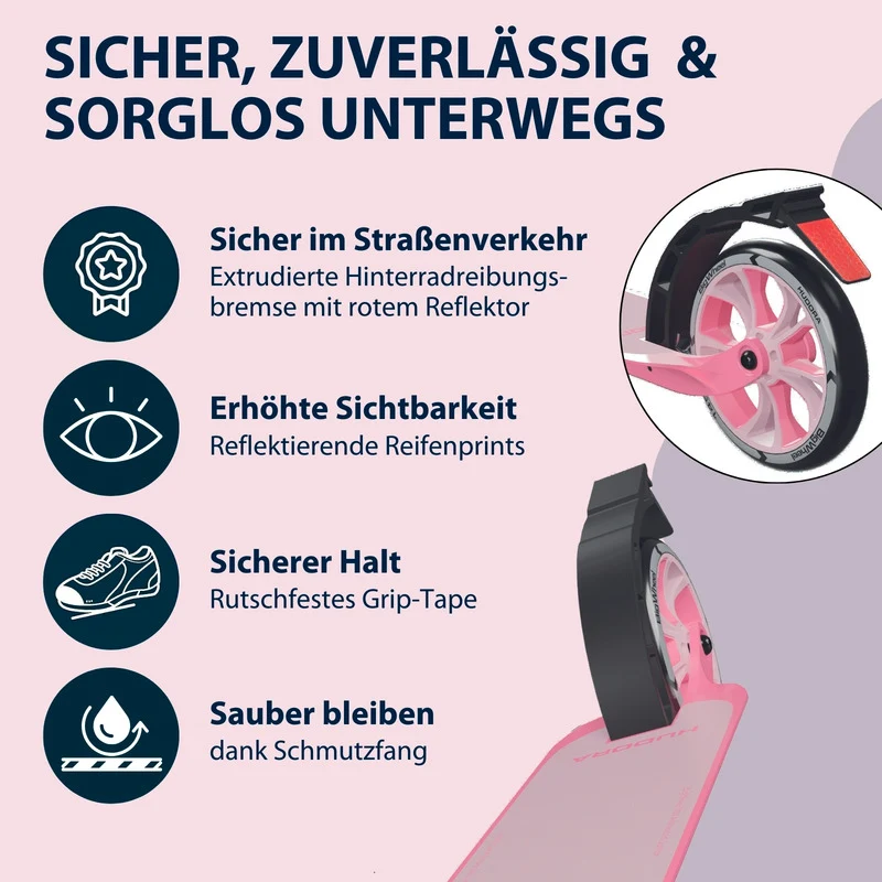 B-Ware HUDORA 180 AdvancedJunior rosé Roller City-Roller Kinderroller Klapproller