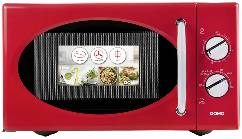 B-Ware DOMO DO2925 Mikrowelle Rot 900 W Timerfunktion 6 Leistungsstufen Küchengeräte